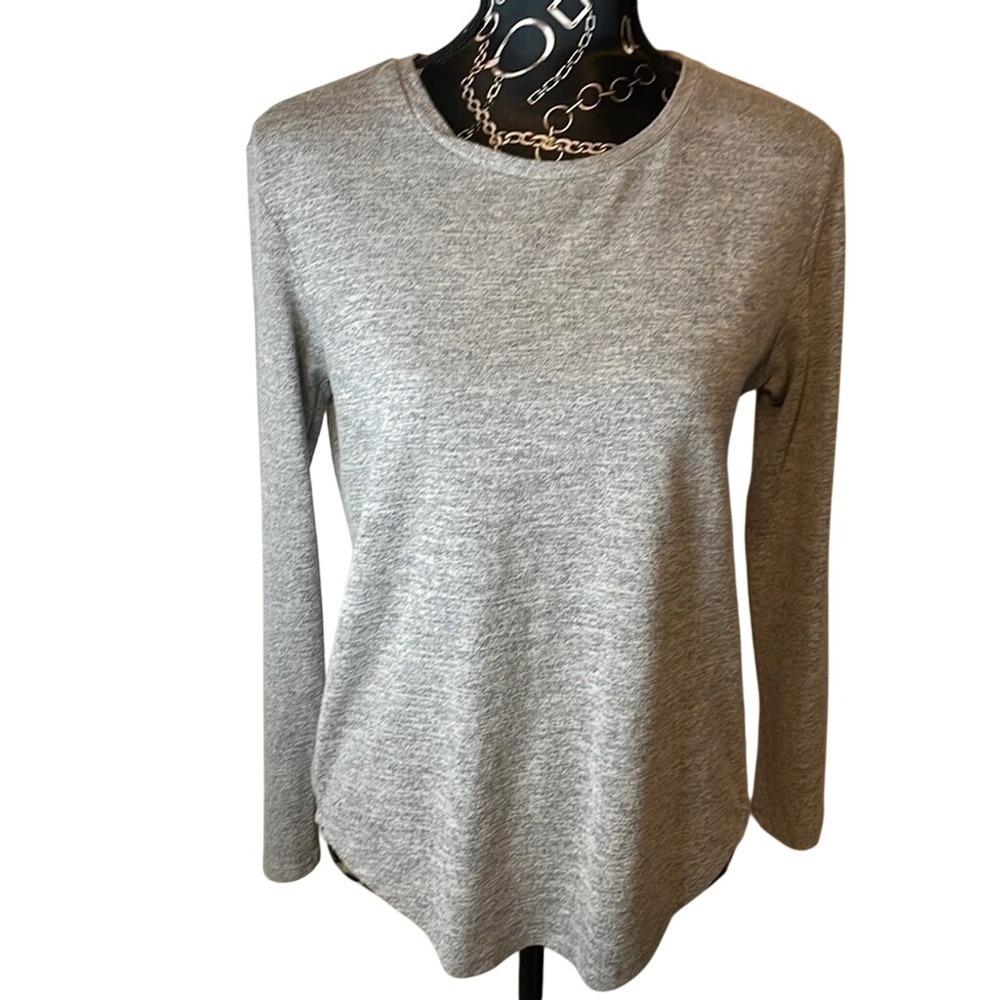 RD‎ Style Womens Gray Heathered Long Sleeve Open Tulip Back Top 66T040S1 Size M